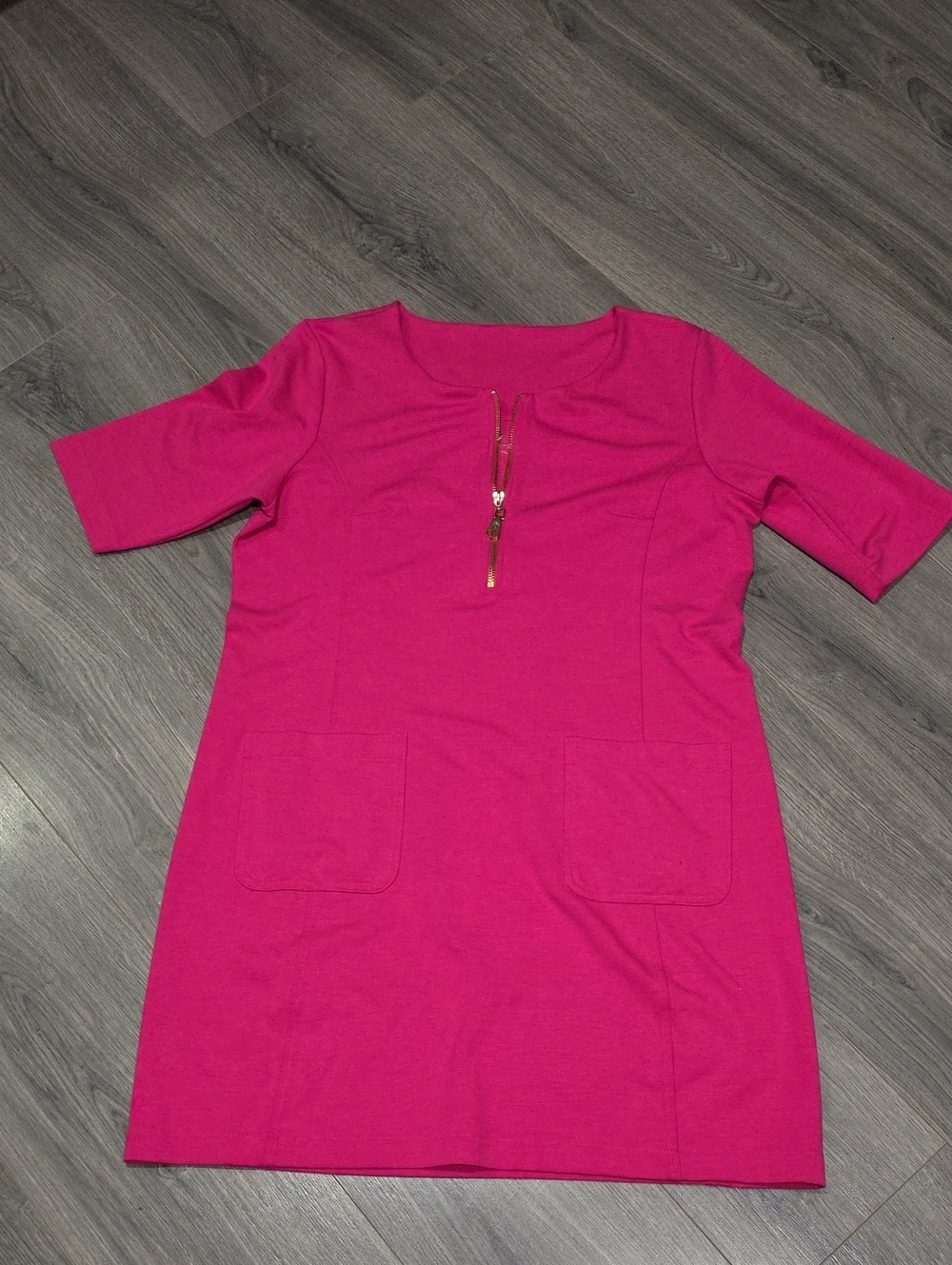Spartina Hot Pink Short Sleeve Top with Front Zip